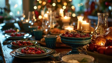 Traditional holiday meals, The setting could be a dining table decorated