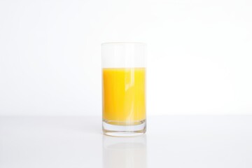 glass of mango juice with pulp on white surface