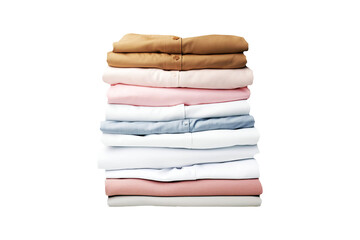 Stack of clean clothes isolated on transparent background. Generative ai design.