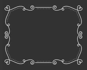 Vintage frame border divider text white line. Heart valentine separator uneditable stroke filigree rectangle greeting card restaurant menu wedding decor book cover pattern framework template isolated
