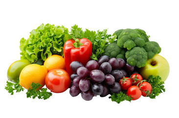 Fresh vegetables are isolated on a white background with a clipping path.
