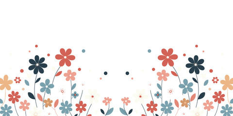 Cute floral background with hand-drawn flowers in pastel colors, decorative floral background, generative ai