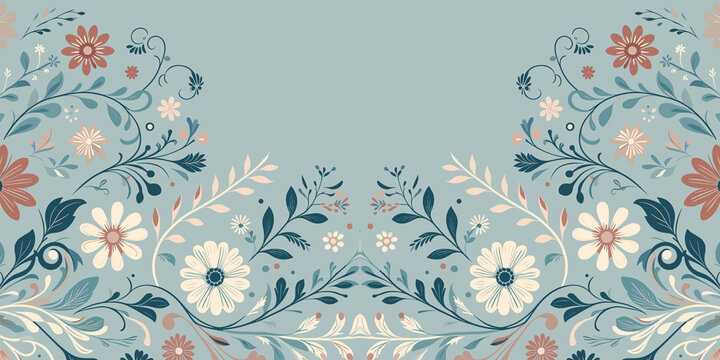Seamless floral pattern with hand-drawn flowers, spring decorative wallpaper, Vector illustration, generative ai