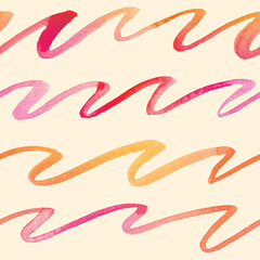 Seamless hand drawn pattern with watercolor waves - 720021505