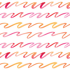 Seamless hand drawn pattern with watercolor waves - 720021508