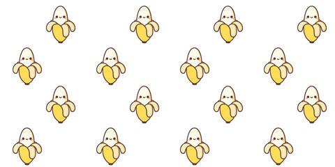 Seamless pattern with cute cartoon bananas. Vector illustration of bananas, cute fruit wallpaper, generative ai