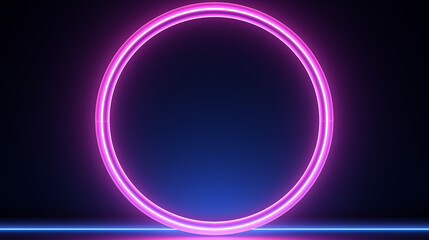 Fototapeta premium abstract neon background with pink fluorescent ring. 3d render 