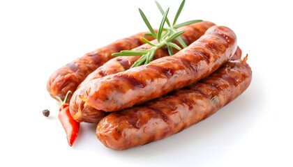 Stack of Sausages isolated on a white background