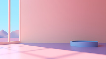 Gradient empty room wall model, minimalist interior, podium 3D product display