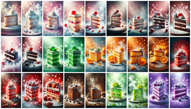 Mega collection of 27 social media story background cake. used for pastry shop advertising