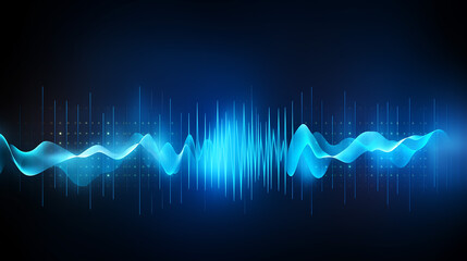 equalizer blue sound wave. voice recognition.  - obrazy, fototapety, plakaty