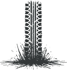 a wheel mark that rests on a blot vector monochrome stencil illustration