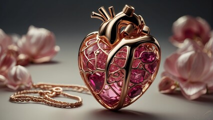 Cover fine jewelry Bejeweled anatomy heart dynamic lights conceptual art 