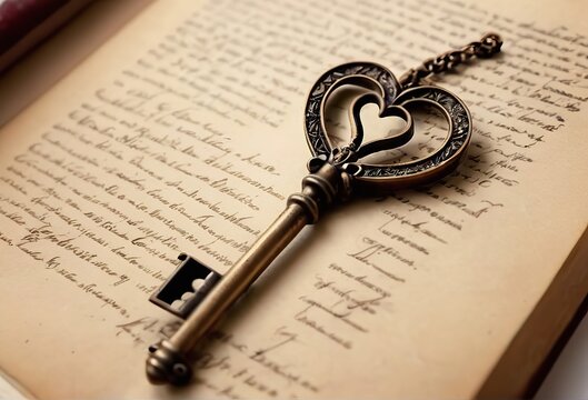 vintage heart shaped key symbol of love