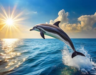 Fototapeta premium 海でジャンプするイルカ