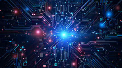 Motherboard CPU chip, central computer processor CPU, quantum computer big data processing concept illustration