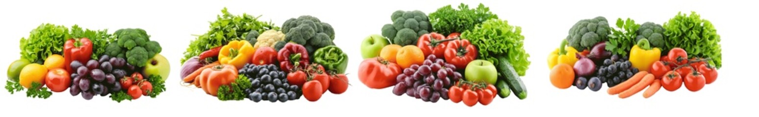 set of Fresh vegetables are isolated on a white background with a clipping path.