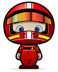 Cute kid cartoon vector illustration wearing race car driving suit