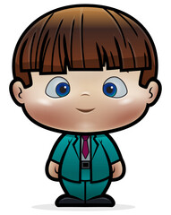 Obraz premium Cute kid cartoon vector illustration wearing suit