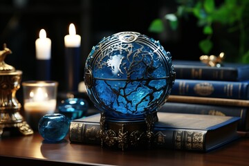 a magic ball with attributes of wizards, witches