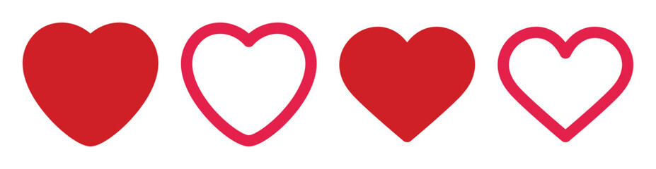 Hearts Icons Set - Love, Romance, Valentine's Day Symbol Vector Graphics
