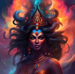 Hindu goddess Kali, fantasy art.	