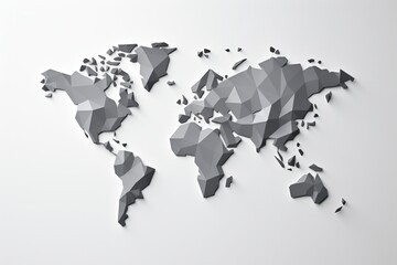 World Map with Grayscale Gradient, Creating a Contemporary and Minimalistic Design, on a White Background, Generative AI