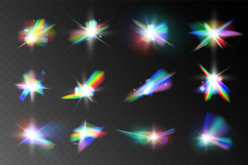 Light,rainbow, crystal, reflection, effect,vector illustration.	
