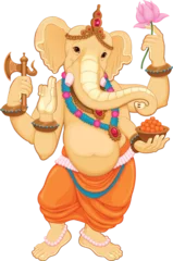 Fototapeten Ganesha, Hindu god with elephant head. Vector isolated character with transparent background  © ddraw