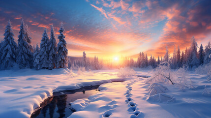 Fantastic beautiful winter landscape