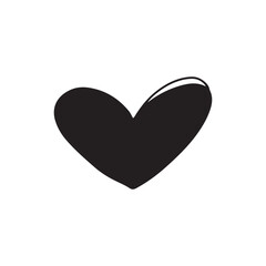 Beautiful silhouette heart in black isolated on white background, Hand drawn vector sketch illustration in doodle line art style. Concept of love, icon, saint Valentine's day symbol, greeting card.