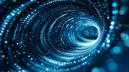 Particle flow tunnel space vortex, Internet science and technology creative background