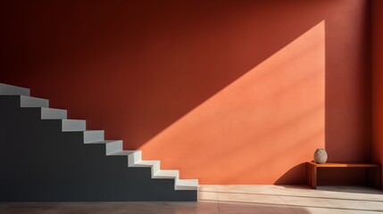 Abstract Staircase with Sunlight and Shadows