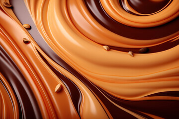 Obraz premium Background of mixed textures of chocolate and caramel. Generated by artificial intelligence