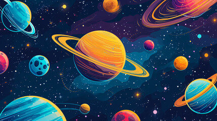 Galaxy texture with planets and stars.