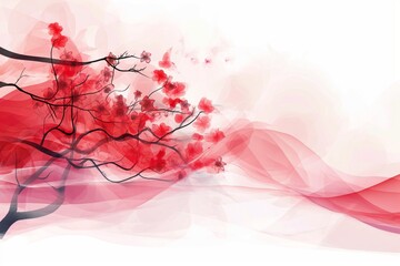 Red and White Abstract Nature-Inspired Vector Background for Creative Design and Daytime Decoration