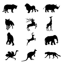 animals of set  silhouettes 