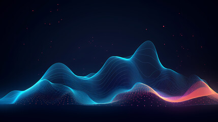 Futuristic technology background of digital glowing waves and network system