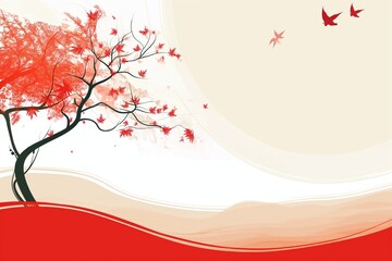 Abstract Red and White Nature-Inspired Vector Background for Creative Design and Decorative Art