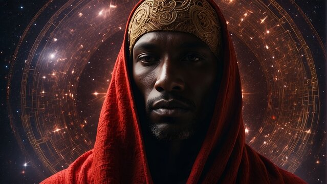 a black man in the space watching us