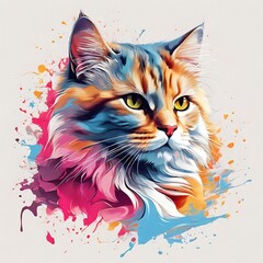 A Special cat design fot t-shirt multicolor used generative ai