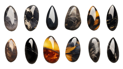 Obsidians  isolated on white background. Obsidians   on  png transparent background