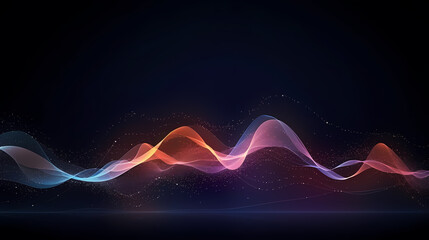 Futuristic technology background of digital glowing waves and network system