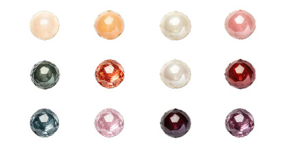 Pearls stones  isolated on white background. Stones   on  png transparent background