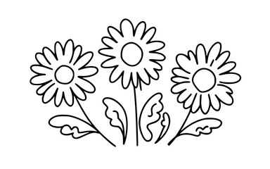 Abstract wall art. Spring illustration. Line art flowers vector clipart.