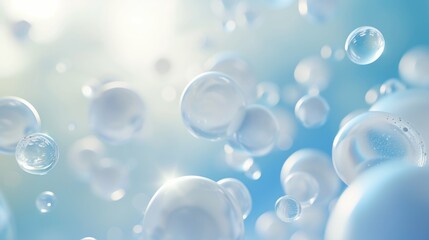 Abstract soft light with white and blue bubble ball background
