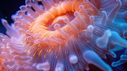 Obraz premium nemone actinia texture close up underwater reef sea coral background