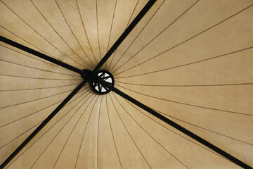 Bottom top view of a tensile canopy structure