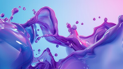 Fototapeta premium 3d blue and purple gradient color floating liquid blob abstract background