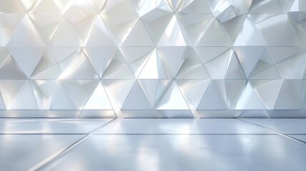 Obraz premium 3D Elegant white futuristic light and reflection triangle wall background